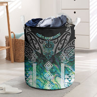 Aotearoa Maori Iwi Heritage Laundry Basket Ngati Kahungunu Paua Shell Turquoise LT7 Green Blue - Polynesian Pride