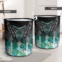 Aotearoa Maori Iwi Heritage Laundry Basket Ngati Kahungunu Paua Shell Turquoise LT7 - Polynesian Pride