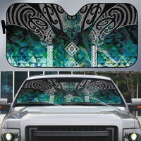 Aotearoa Maori Iwi Heritage Auto Sun Shade Ngati Kahungunu Paua Shell Turquoise LT7 Green Blue - Polynesian Pride