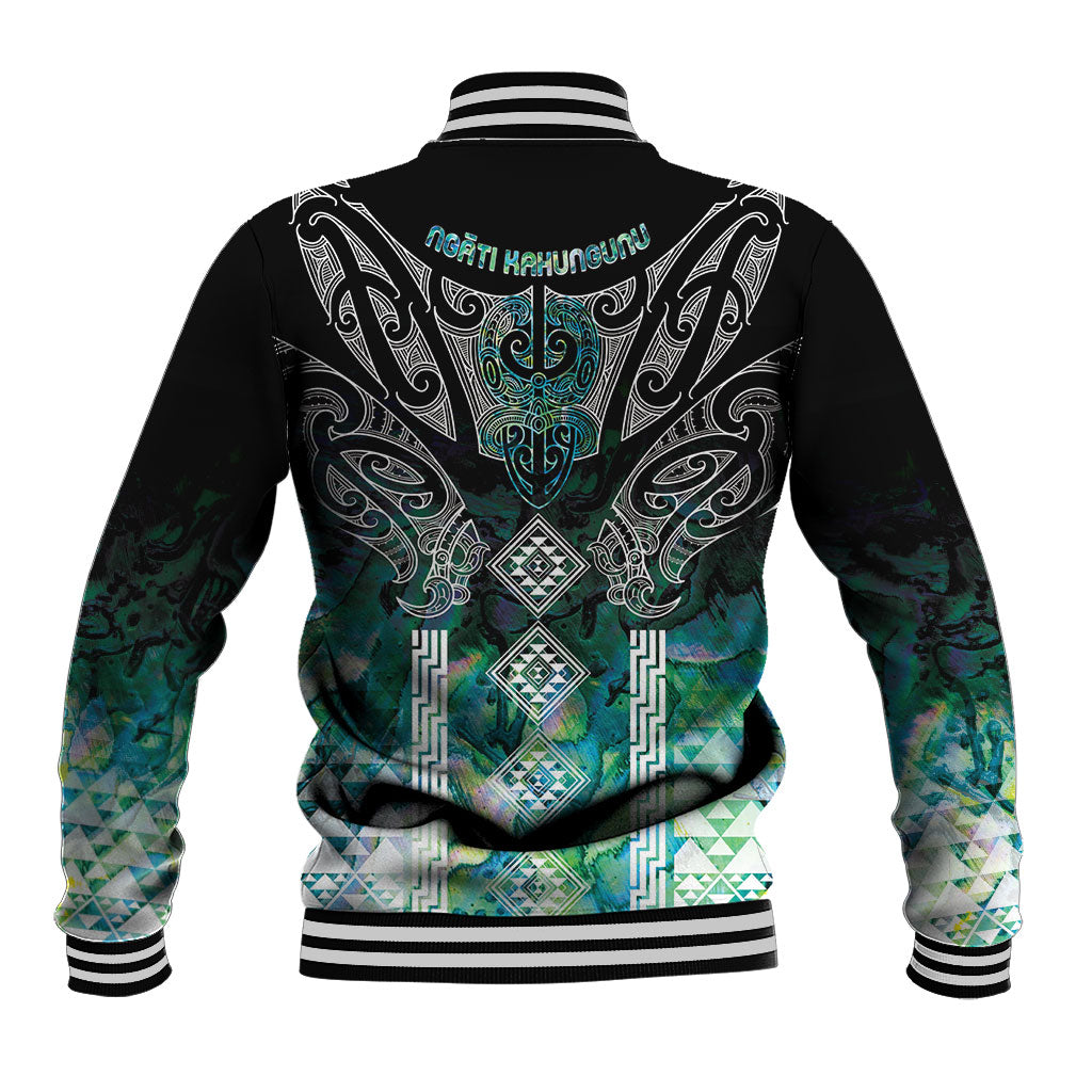 Aotearoa Maori Iwi Heritage Baseball Jacket Ngati Kahungunu Paua Shell Turquoise LT7 - Polynesian Pride