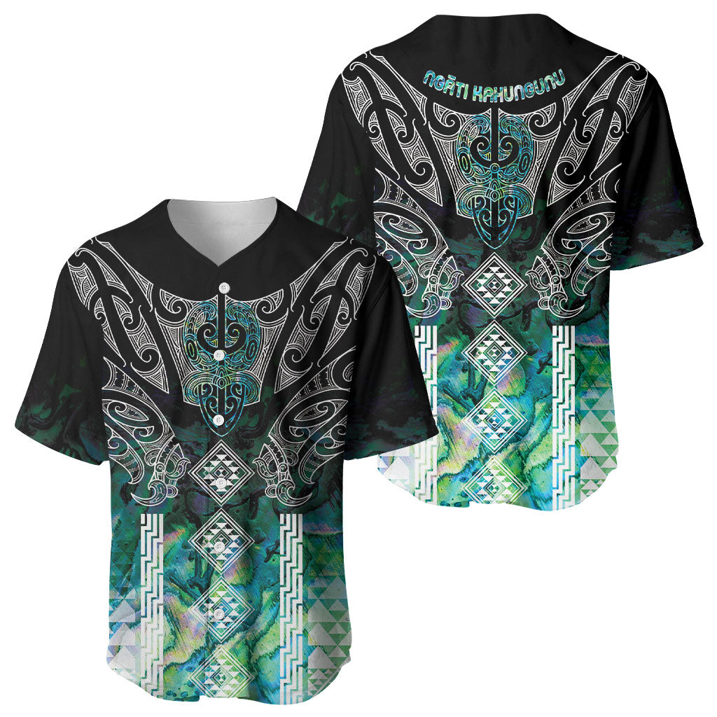 Aotearoa Maori Iwi Heritage Baseball Jersey Ngati Kahungunu Paua Shell Turquoise LT7 - Polynesian Pride