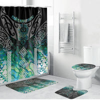 Aotearoa Maori Iwi Heritage Bathroom Set Ngati Kahungunu Paua Shell Turquoise LT7 Bathroom Set (4 pcs) Green Blue - Polynesian Pride