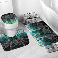 Aotearoa Maori Iwi Heritage Bathroom Set Ngati Kahungunu Paua Shell Turquoise LT7 Mat Set Only (3 pcs) One Size Green Blue - Polynesian Pride