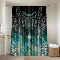 Aotearoa Maori Iwi Heritage Bathroom Set Ngati Kahungunu Paua Shell Turquoise LT7 Shower Curtain Only Green Blue - Polynesian Pride