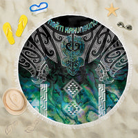 Aotearoa Maori Iwi Heritage Beach Blanket Ngati Kahungunu Paua Shell Turquoise LT7 One Size 150cm Green Blue - Polynesian Pride