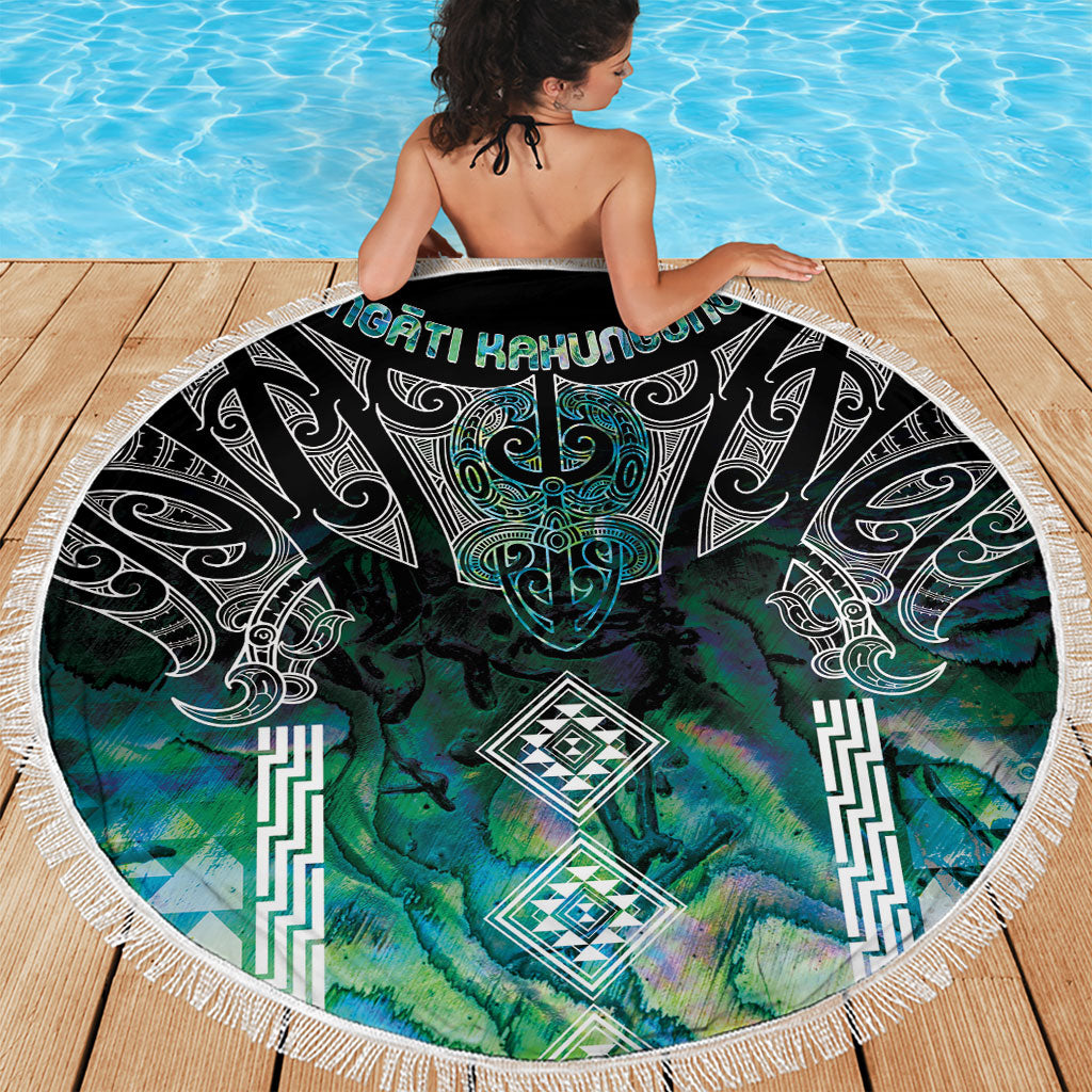 Aotearoa Maori Iwi Heritage Beach Blanket Ngati Kahungunu Paua Shell Turquoise LT7 - Polynesian Pride