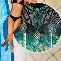 Aotearoa Maori Iwi Heritage Beach Blanket Ngati Kahungunu Paua Shell Turquoise LT7 - Polynesian Pride