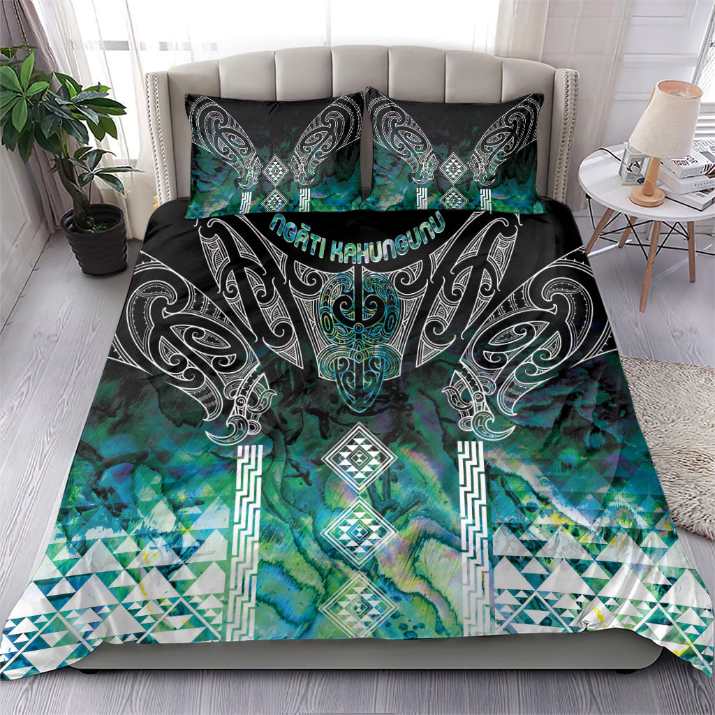 Aotearoa Maori Iwi Heritage Bedding Set Ngati Kahungunu Paua Shell Turquoise LT7 - Polynesian Pride