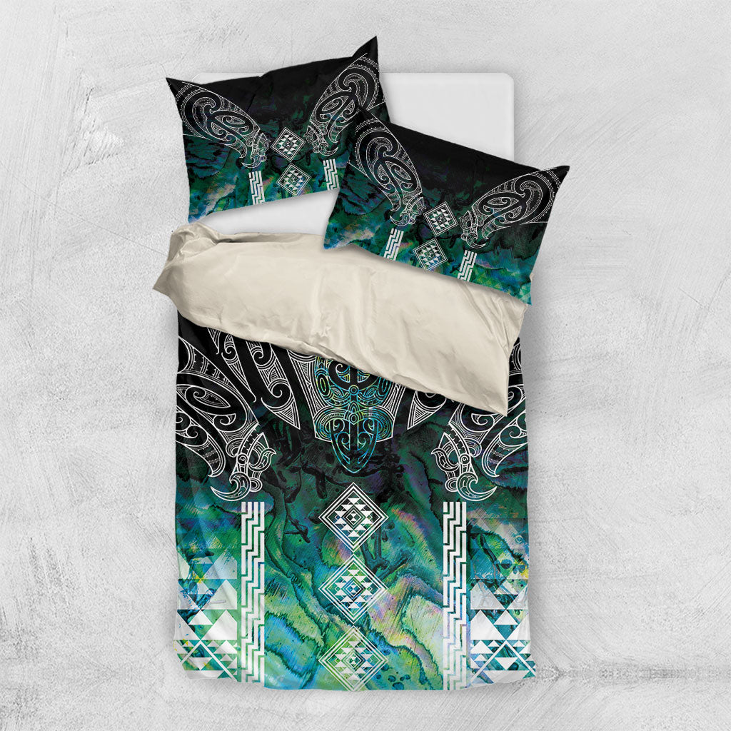 Aotearoa Maori Iwi Heritage Bedding Set Ngati Kahungunu Paua Shell Turquoise LT7 US Twin 172cm x 218cm Green Blue - Polynesian Pride