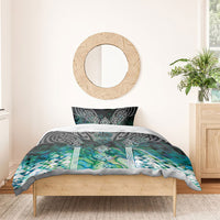 Aotearoa Maori Iwi Heritage Bedding Set Ngati Kahungunu Paua Shell Turquoise LT7 - Polynesian Pride