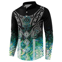 Aotearoa Maori Iwi Heritage Button Sweatshirt Ngati Kahungunu Paua Shell Turquoise LT7 - Polynesian Pride