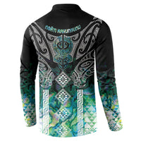 Aotearoa Maori Iwi Heritage Button Sweatshirt Ngati Kahungunu Paua Shell Turquoise LT7 - Polynesian Pride