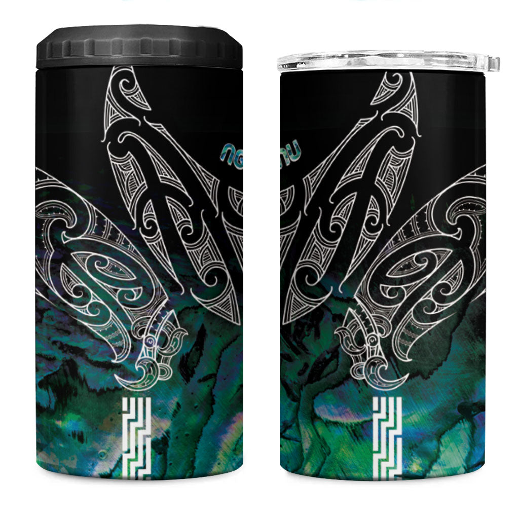 Aotearoa Maori Iwi Heritage 4 in 1 Can Cooler Tumbler Ngati Kahungunu Paua Shell Turquoise LT7 One Size: 16 oz Green Blue - Polynesian Pride