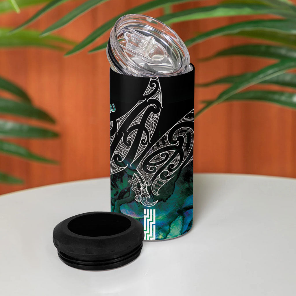 Aotearoa Maori Iwi Heritage 4 in 1 Can Cooler Tumbler Ngati Kahungunu Paua Shell Turquoise LT7 - Polynesian Pride