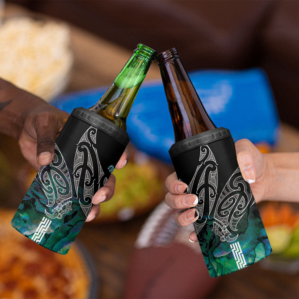 Aotearoa Maori Iwi Heritage 4 in 1 Can Cooler Tumbler Ngati Kahungunu Paua Shell Turquoise LT7 - Polynesian Pride