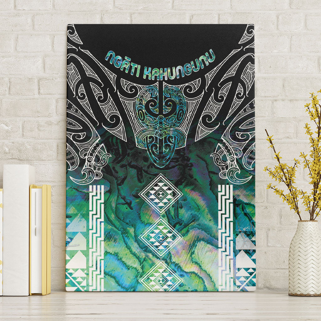 Aotearoa Maori Iwi Heritage Canvas Wall Art Ngati Kahungunu Paua Shell Turquoise LT7 Without Frame Green Blue - Polynesian Pride