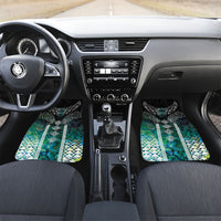 Aotearoa Maori Iwi Heritage Car Mats Ngati Kahungunu Paua Shell Turquoise LT7 Set 2pcs - Front Green Blue - Polynesian Pride