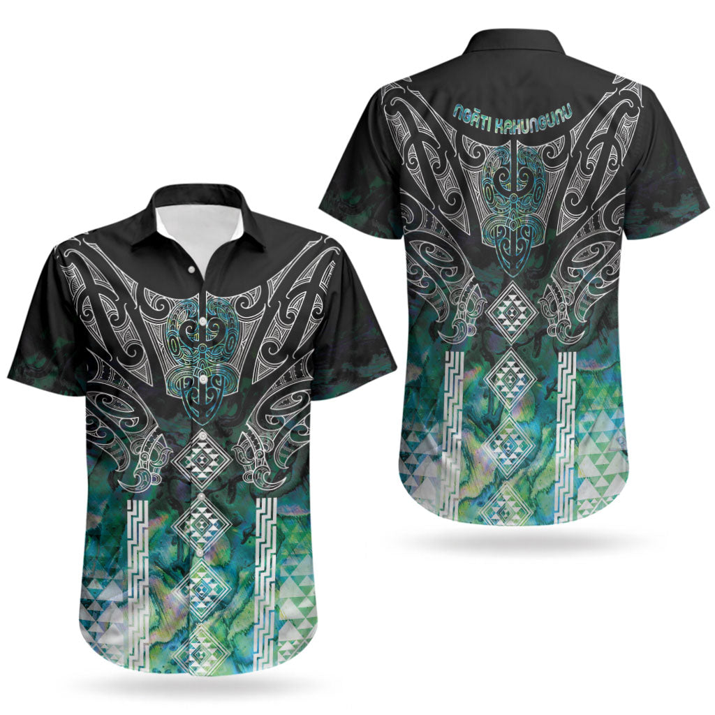 Aotearoa Maori Iwi Heritage Couples Matching Off Shoulder Maxi Dress and Hawaiian Shirt Ngati Kahungunu Paua Shell Turquoise LT7 - Polynesian Pride