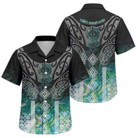 Aotearoa Maori Iwi Heritage Family Matching Short Sleeve Bodycon Dress and Hawaiian Shirt Ngati Kahungunu Paua Shell Turquoise LT7 Son's Shirt Green Blue - Polynesian Pride