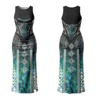 Aotearoa Maori Iwi Heritage Family Matching Tank Maxi Dress and Hawaiian Shirt Ngati Kahungunu Paua Shell Turquoise LT7 Mom's Dress Green Blue - Polynesian Pride