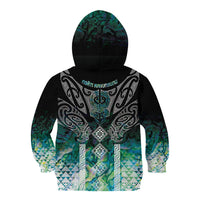Aotearoa Maori Iwi Heritage Kid Hoodie Ngati Kahungunu Paua Shell Turquoise LT7 - Polynesian Pride