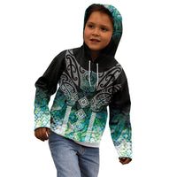 Aotearoa Maori Iwi Heritage Kid Hoodie Ngati Kahungunu Paua Shell Turquoise LT7 - Polynesian Pride