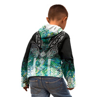 Aotearoa Maori Iwi Heritage Kid Hoodie Ngati Kahungunu Paua Shell Turquoise LT7 - Polynesian Pride