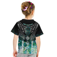 Aotearoa Maori Iwi Heritage Kid T Shirt Ngati Kahungunu Paua Shell Turquoise LT7 - Polynesian Pride