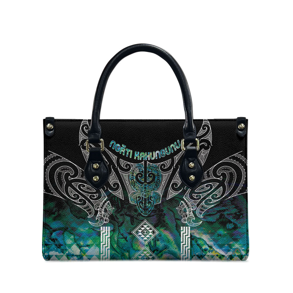 Aotearoa Maori Iwi Heritage Leather Bag Ngati Kahungunu Paua Shell Turquoise LT7 - Polynesian Pride
