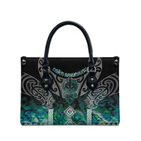 Aotearoa Maori Iwi Heritage Leather Bag Ngati Kahungunu Paua Shell Turquoise LT7 - Polynesian Pride
