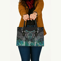 Aotearoa Maori Iwi Heritage Leather Bag Ngati Kahungunu Paua Shell Turquoise LT7 - Polynesian Pride