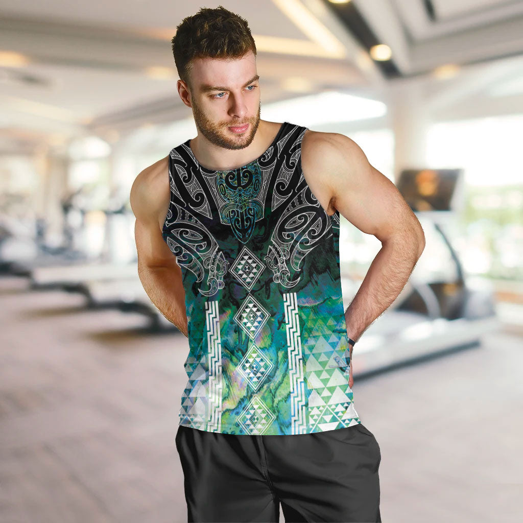 Aotearoa Maori Iwi Heritage Men Tank Top Ngati Kahungunu Paua Shell Turquoise LT7 Green Blue - Polynesian Pride