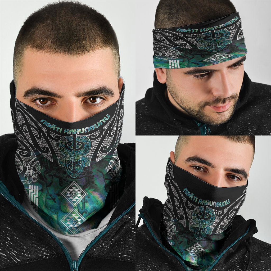 Aotearoa Maori Iwi Heritage Neck Gaiter Ngati Kahungunu Paua Shell Turquoise LT7 - Polynesian Pride