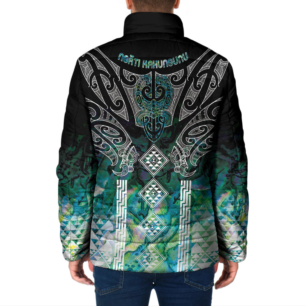 Aotearoa Maori Iwi Heritage Padded Jacket Ngati Kahungunu Paua Shell Turquoise LT7 - Polynesian Pride