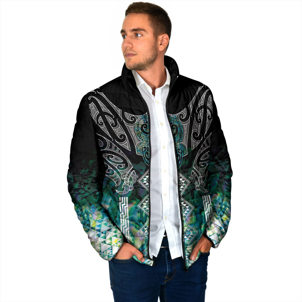 Aotearoa Maori Iwi Heritage Padded Jacket Ngati Kahungunu Paua Shell Turquoise LT7 - Polynesian Pride