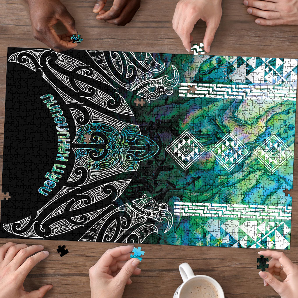 Aotearoa Maori Iwi Heritage Puzzle Ngati Kahungunu Paua Shell Turquoise LT7 - Polynesian Pride