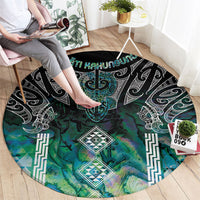 Aotearoa Maori Iwi Heritage Round Carpet Ngati Kahungunu Paua Shell Turquoise LT7 - Polynesian Pride
