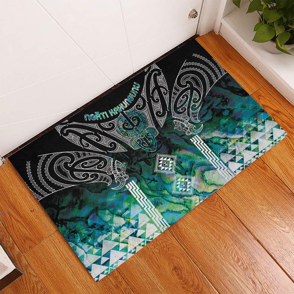 Aotearoa Maori Iwi Heritage Rubber Doormat Ngati Kahungunu Paua Shell Turquoise LT7 - Polynesian Pride
