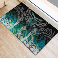 Aotearoa Maori Iwi Heritage Rubber Doormat Ngati Kahungunu Paua Shell Turquoise LT7 - Polynesian Pride