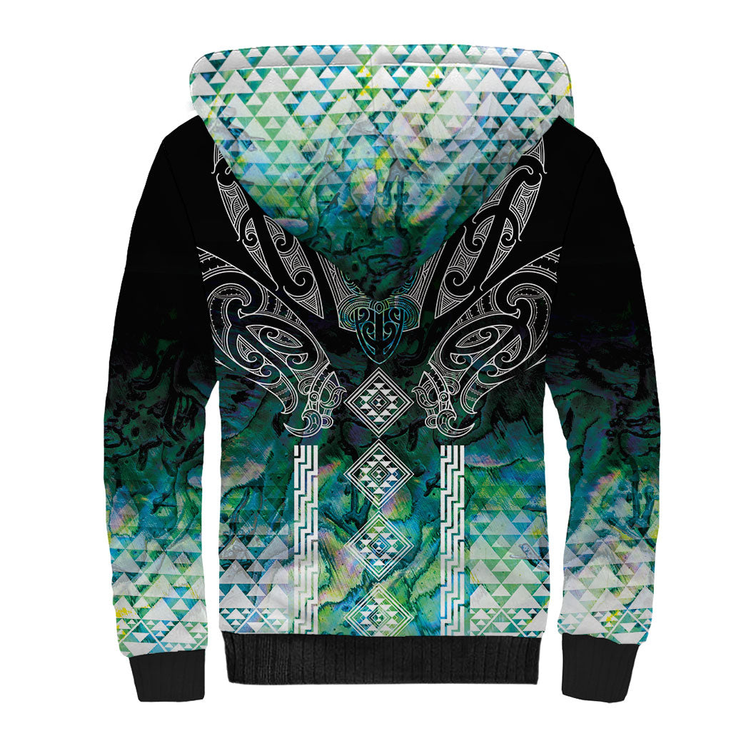 Aotearoa Maori Iwi Heritage Sherpa Hoodie Ngati Kahungunu Paua Shell Turquoise LT7 - Polynesian Pride