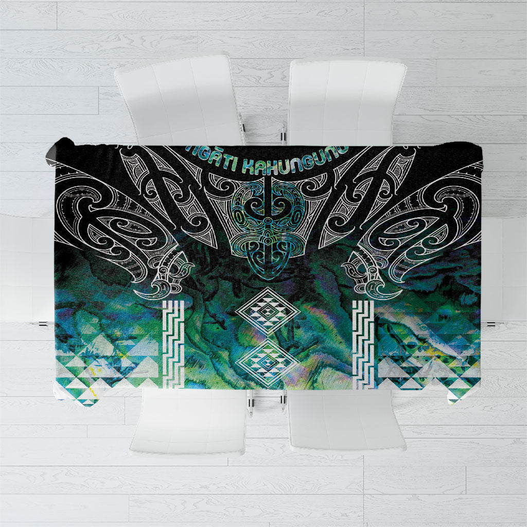 Aotearoa Maori Iwi Heritage Tablecloth Ngati Kahungunu Paua Shell Turquoise LT7 Green Blue - Polynesian Pride