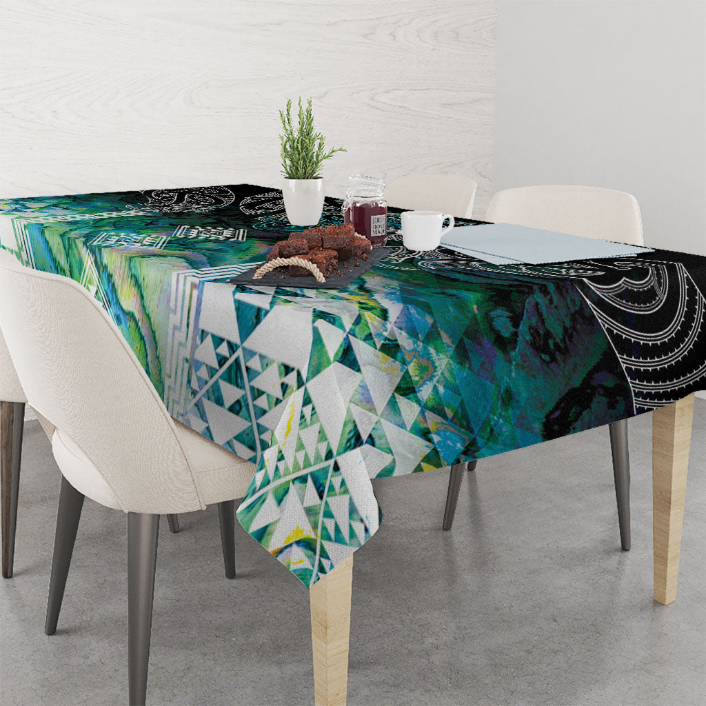 Aotearoa Maori Iwi Heritage Tablecloth Ngati Kahungunu Paua Shell Turquoise LT7 - Polynesian Pride