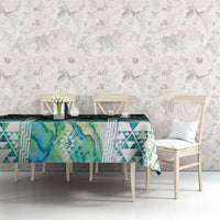 Aotearoa Maori Iwi Heritage Tablecloth Ngati Kahungunu Paua Shell Turquoise LT7 - Polynesian Pride