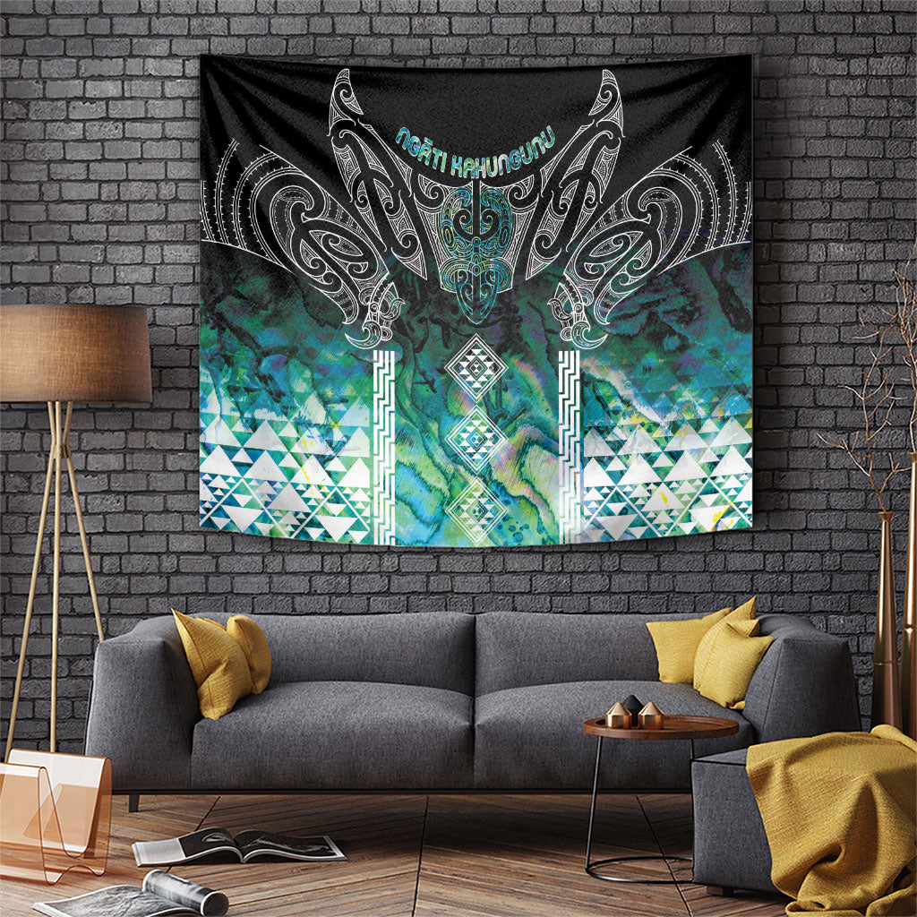 Aotearoa Maori Iwi Heritage Tapestry Ngati Kahungunu Paua Shell Turquoise LT7 Green Blue - Polynesian Pride