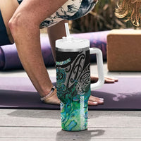 Aotearoa Maori Iwi Heritage Tumbler With Handle Ngati Kahungunu Paua Shell Turquoise LT7 - Polynesian Pride