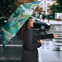 Aotearoa Maori Iwi Heritage Umbrella Ngati Kahungunu Paua Shell Turquoise LT7 - Polynesian Pride