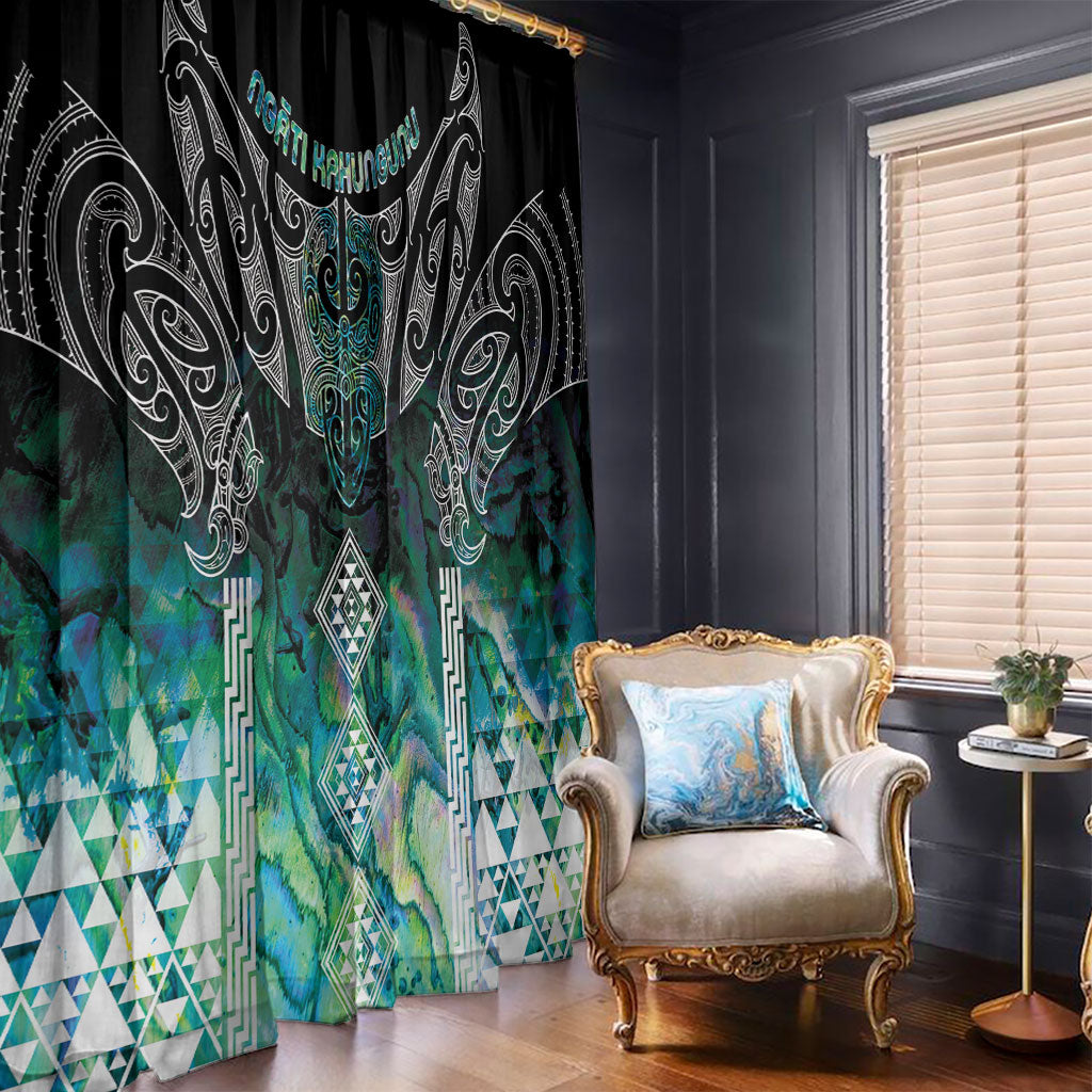 Aotearoa Maori Iwi Heritage Window Curtain Ngati Kahungunu Paua Shell Turquoise LT7 - Polynesian Pride