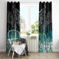 Aotearoa Maori Iwi Heritage Window Curtain Ngati Kahungunu Paua Shell Turquoise LT7 - Polynesian Pride