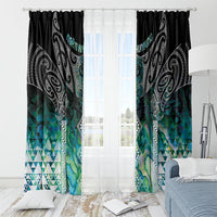 Aotearoa Maori Iwi Heritage Window Curtain Ngati Kahungunu Paua Shell Turquoise LT7 - Polynesian Pride