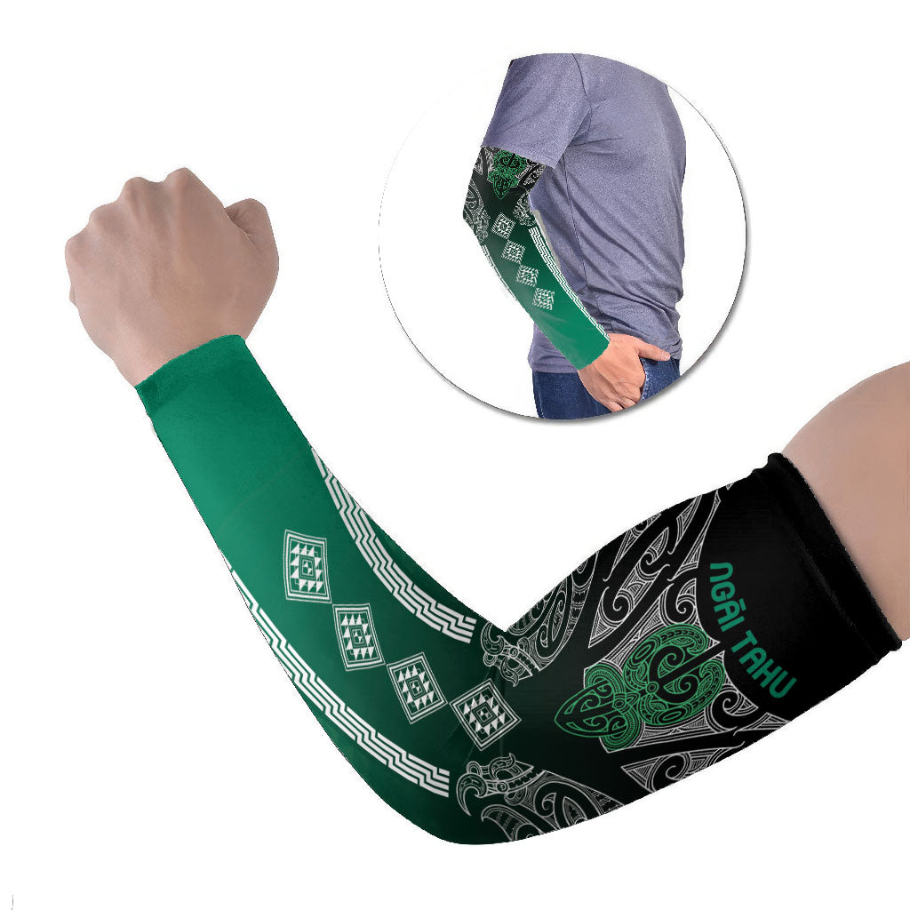 Aotearoa Maori Iwi Heritage Arm Sleeves Ngai Tahu Pounamu Green LT7 Set of 2 Jade Green - Polynesian Pride